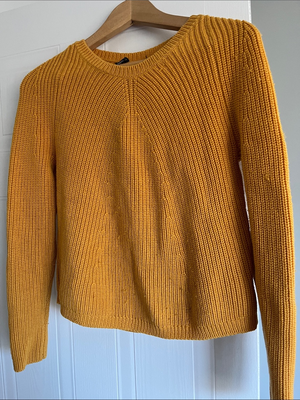 Theory Golden Mustard Ribbed Crewneck Sweater